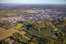 Aerial view of From the northwest in Grünstadt in the state Rhineland-Palatinate, Germany
