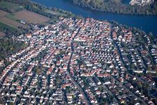 Aerial view of City view of the city area of in the district Roxheim in Bobenheim-Roxheim in the state Rhineland-Palatinate