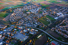 Aerial view of City view from the west in Gernsheim in the state Hesse, Germany