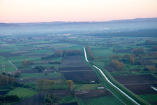 Aerial view of Canalized Weschnitz in Biblis in the state Hesse, Germany