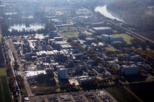 Aerial view of BASF Lampertheim in Lampertheim in the state Hesse, Germany