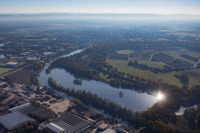 Aerial view of Lampertheim Althrein and Biedensand nature reserve in Lampertheim in the state Hesse, Germany