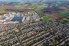 Oblique view of Bürstadt in the state Hesse, Germany