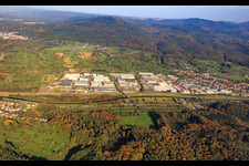 Industrial area on the Murg with König Metall GmbH & CO. KG and SWARCO DAMBACH GmbH in the district Bad Rotenfels in Gaggenau in the state Baden-Wuerttemberg, Germany