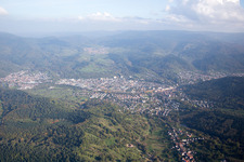 Town View of the streets and houses of the residential areas in Gernsbach in the state Baden-Wurttemberg, Germany