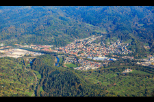 View of the Murg Valley from the west in the district Hörden in Gaggenau in the state Baden-Wuerttemberg, Germany