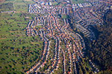 Village - view on the edge of agricultural fields and farmland in Busenbach in the state Baden-Wurttemberg, Germany