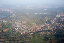 Aerial view of District Grötzingen in Karlsruhe in the state Baden-Wuerttemberg, Germany