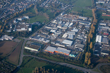 Aerial view of District Hagsfeld in Karlsruhe in the state Baden-Wuerttemberg, Germany