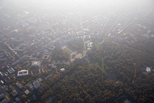 Aerial view of District Innenstadt-West in Karlsruhe in the state Baden-Wuerttemberg, Germany