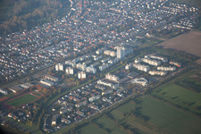 Aerial photograpy of District Neureut in Karlsruhe in the state Baden-Wuerttemberg, Germany