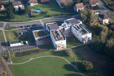 Soultz-sous-Forêts in the state Bas-Rhin, France from a drone