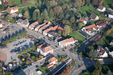 Soultz-sous-Forêts in the state Bas-Rhin, France from the plane