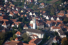 Oblique view of Village view in Hatten in the state Bas-Rhin, France
