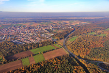Otterbachtal and A65 motorway on the outskirts in Kandel in the state Rhineland-Palatinate, Germany