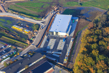 Aerial photograpy of ALDI and EDEKA on Lauterburger Straße in Kandel in the state Rhineland-Palatinate, Germany