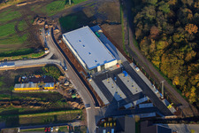 ALDI and EDEKA on Lauterburger Straße in Kandel in the state Rhineland-Palatinate, Germany out of the air