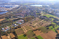 Aerial photograpy of New development area Niederwiesen Paul-Klee-Ring in Wörth am Rhein in the state Rhineland-Palatinate, Germany