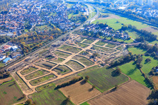 Oblique view of New development area Niederwiesen Paul-Klee-Ring in Wörth am Rhein in the state Rhineland-Palatinate, Germany