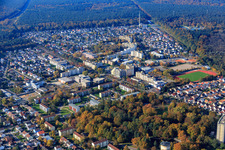 Dorschberg district with IGS Wörth: Carl Benz Comprehensive School, Dorschberg Primary School, Europa Gymnasium Wörth and Town Hall City Wörth am Rhein in Wörth am Rhein in the state Rhineland-Palatinate, Germany