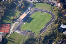Aerial view of Football Field in Lauterbourg in the state Bas-Rhin, France