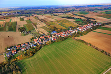 Street village from the southwest in Vollmersweiler in the state Rhineland-Palatinate, Germany from above