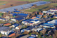 Aerial view of Am Gäxwald industrial estate from the west in Herxheim bei Landau in the state Rhineland-Palatinate, Germany