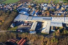 Oblique view of Hubert Eichenlaub Transport and Forwarding GmbH in Herxheim bei Landau in the state Rhineland-Palatinate, Germany