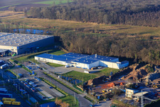Horst Industrial Estate, Alfa Aesar GmbH in the district Minderslachen in Kandel in the state Rhineland-Palatinate, Germany from above