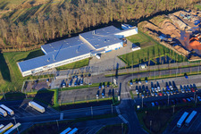 Aerial view of Horst Industrial Estate, Alfa Aesar GmbH in the district Minderslachen in Kandel in the state Rhineland-Palatinate, Germany