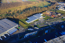 Oblique view of Horst Industrial Estate, Alfa Aesar GmbH in the district Minderslachen in Kandel in the state Rhineland-Palatinate, Germany
