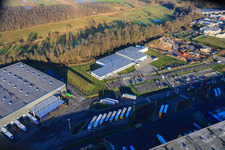 Horst Industrial Estate, Alfa Aesar GmbH in the district Minderslachen in Kandel in the state Rhineland-Palatinate, Germany from above