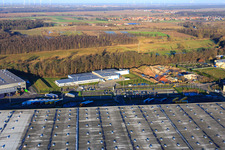 Horst Industrial Estate, Alfa Aesar GmbH in the district Minderslachen in Kandel in the state Rhineland-Palatinate, Germany seen from above