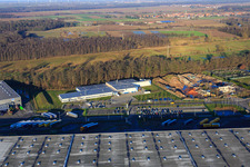 Horst Industrial Estate, Alfa Aesar GmbH in the district Minderslachen in Kandel in the state Rhineland-Palatinate, Germany from the plane