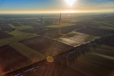 Aerial photograpy of Minfeld wind farm in Minfeld in the state Rhineland-Palatinate, Germany