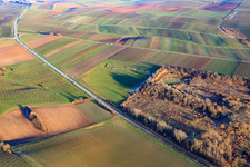 Aerial view of B38 and meadow at the recycling center of the Southern Wine Route Recycling Center in the district Ingenheim in Billigheim-Ingenheim in the state Rhineland-Palatinate, Germany