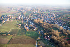 Drone recording of District Ingenheim in Billigheim-Ingenheim in the state Rhineland-Palatinate, Germany