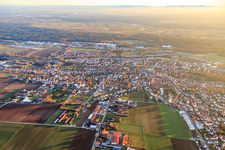 Aerial photograpy of City view from the north in Herxheim bei Landau in the state Rhineland-Palatinate, Germany
