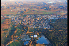 City view in winter from the west in Rülzheim in the state Rhineland-Palatinate, Germany