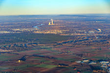 City view in the Rhine plain in winter from the southwest in Germersheim in the state Rhineland-Palatinate, Germany