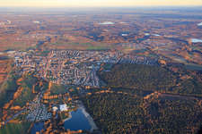 Aerial photograpy of City view in winter from the west in Rülzheim in the state Rhineland-Palatinate, Germany