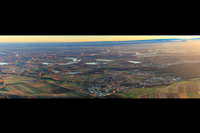 City overview in winter from the northwest in Rheinzabern in the state Rhineland-Palatinate, Germany