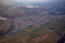 Aerial view of District Linkenheim in Linkenheim-Hochstetten in the state Baden-Wuerttemberg, Germany
