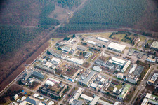 Drone recording of KIK Campus North in the district Leopoldshafen in Eggenstein-Leopoldshafen in the state Baden-Wuerttemberg, Germany
