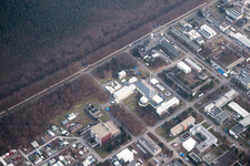 Drone image of KIK Campus North in the district Leopoldshafen in Eggenstein-Leopoldshafen in the state Baden-Wuerttemberg, Germany