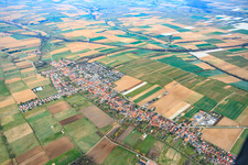 Village overview in winter from the east in Freckenfeld in the state Rhineland-Palatinate, Germany