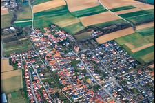 Aerial view of Village view in winter from the east in Freckenfeld in the state Rhineland-Palatinate, Germany