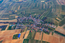 Aerial view of Village overview in winter from the south in Dierbach in the state Rhineland-Palatinate, Germany