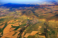 Village overview in winter from the northeast in Oberotterbach in the state Rhineland-Palatinate, Germany