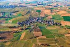 Aerial view of Village overview in winter from the north in Oberhausen in the state Rhineland-Palatinate, Germany